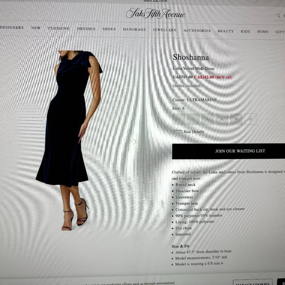 Shoshanna Lidia Velvet Midi Dress Luxurious Navy Blue